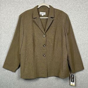 NWT Danny & Nicole Blazer 24W‎ Brown VTG Unstructured Suit Jacket Pockets Tweed